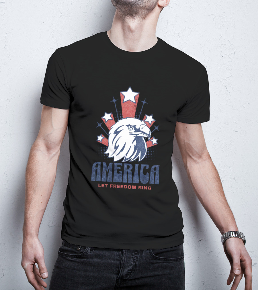 America Let Freedom Ring Bald Eagle Stars T-Shirt