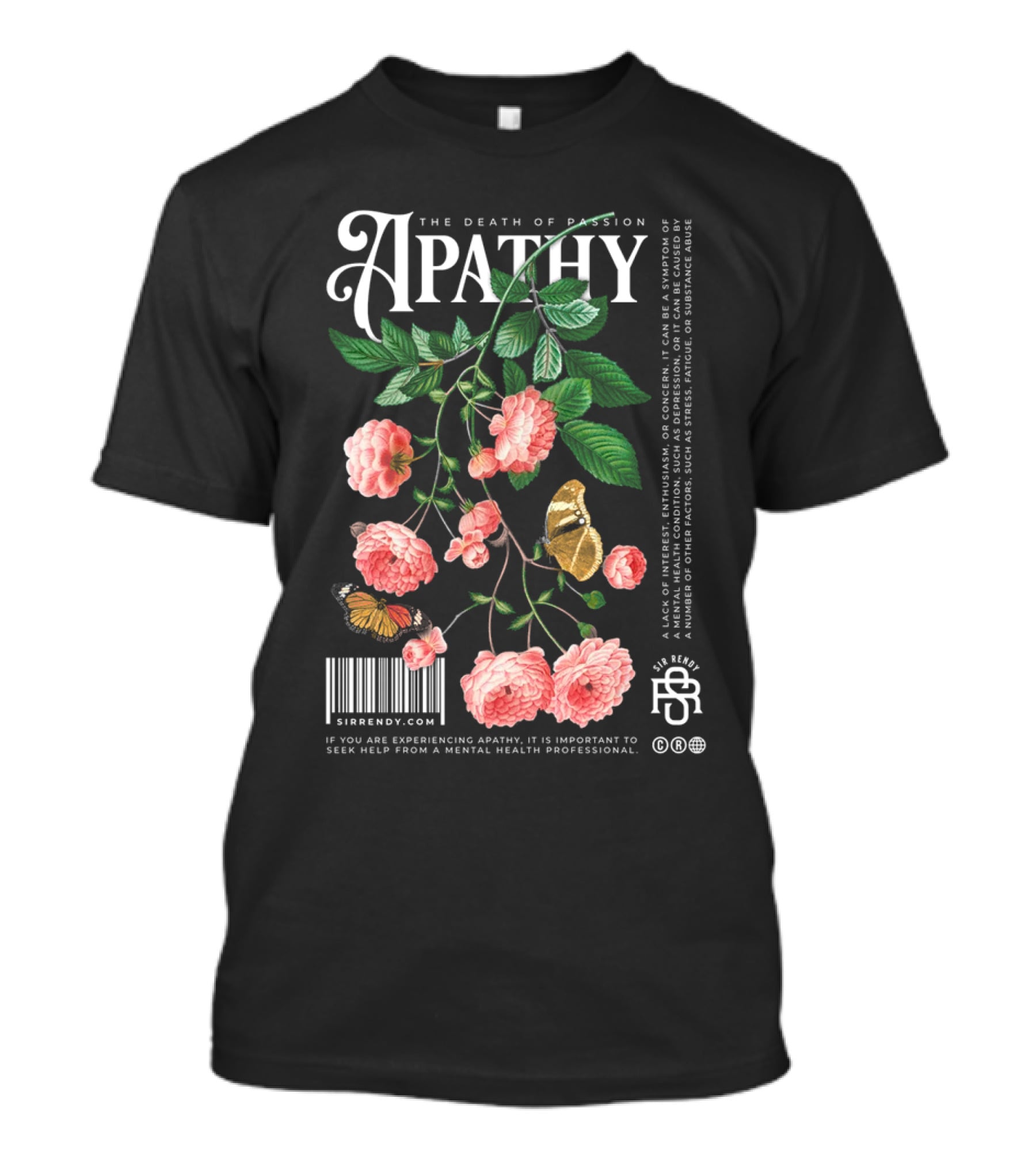 Apathy The Death Of Passion Vintage Floral And Butterfly T-Shirt