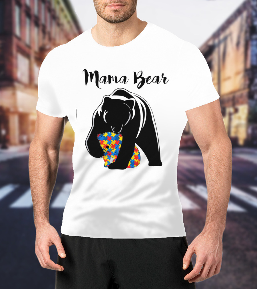 Mama Bear Autism Puzzle Piece Hug T-Shirt