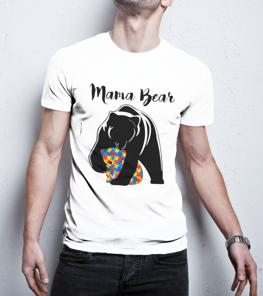 Mama Bear Autism Puzzle Piece Hug T-Shirt