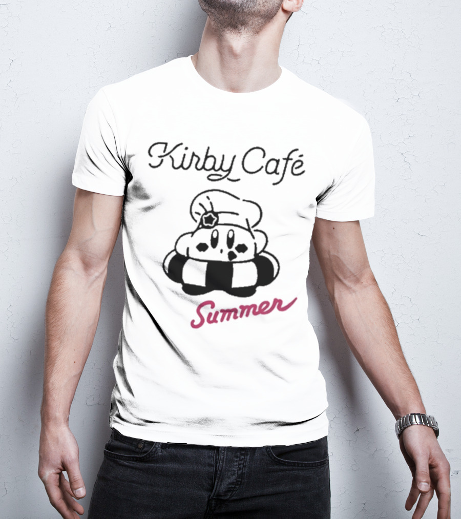 Kirby Café Summer Kirby Wearing Chef Hat With Inner Tube T-Shirt