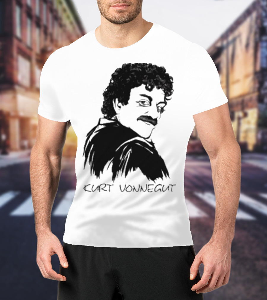 Kurt Vonnegut Black And White Stylized T-Shirt