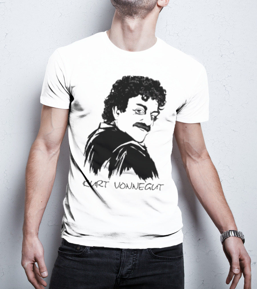 Kurt Vonnegut Black And White Stylized T-Shirt
