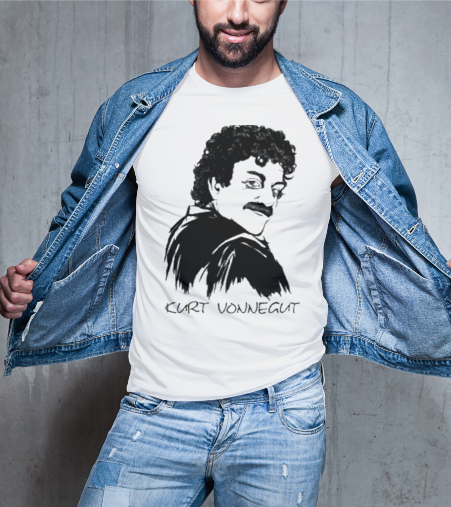 Kurt Vonnegut Black And White Stylized T-Shirt