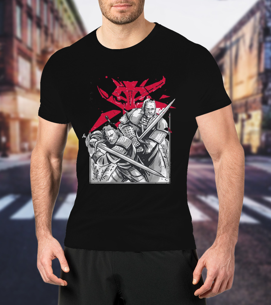 Wild Hunt Sensei Kanji Swordsmen Red T-Shirt