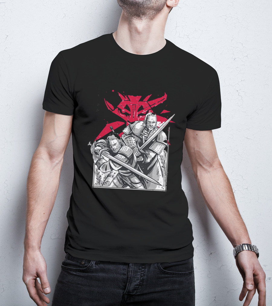 Wild Hunt Sensei Kanji Swordsmen Red T-Shirt