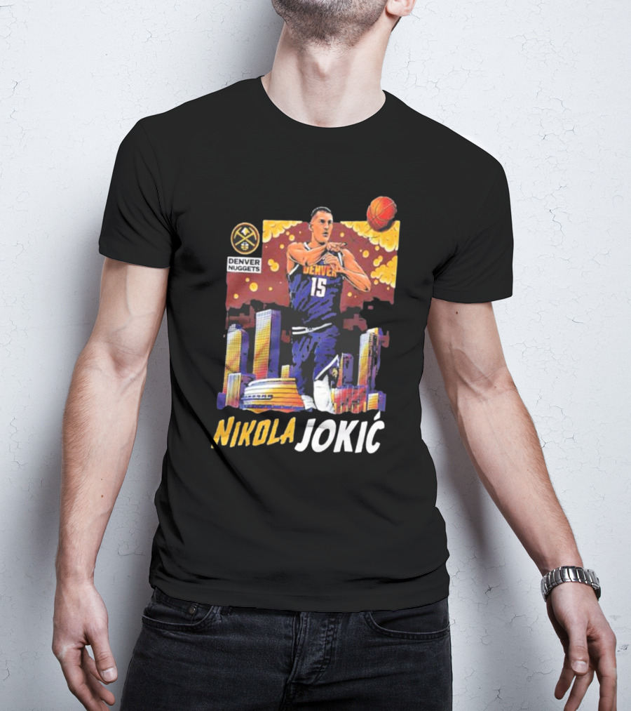 Nikola Jokic Denver Nuggets Nba Player Basketball Skyline T-Shirt