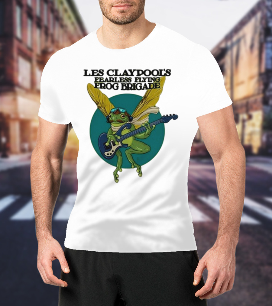 Les Claypool’s Fearless Flying Frog Brigade Flying Frog Playing Guitar T-Shirt
