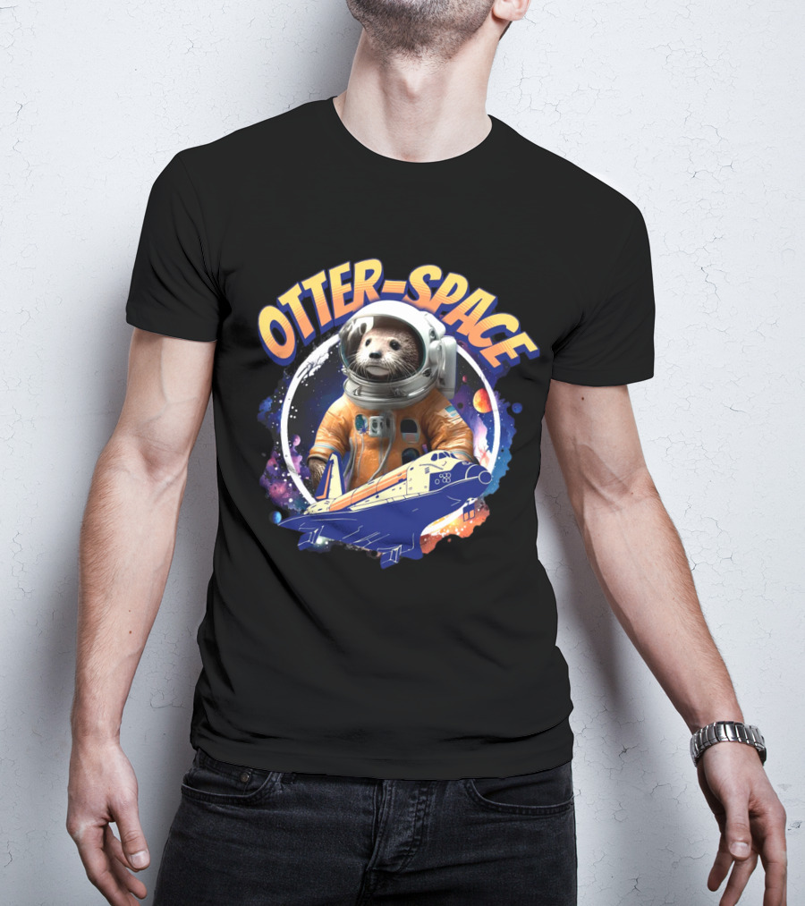 OTTER-SPACE Astronaut Otter In Space Shuttle Adventure T-Shirt