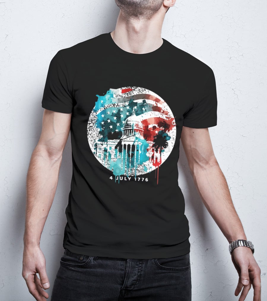 4 July 1776 American Flag Capitol Building Patriotic T-Shirt