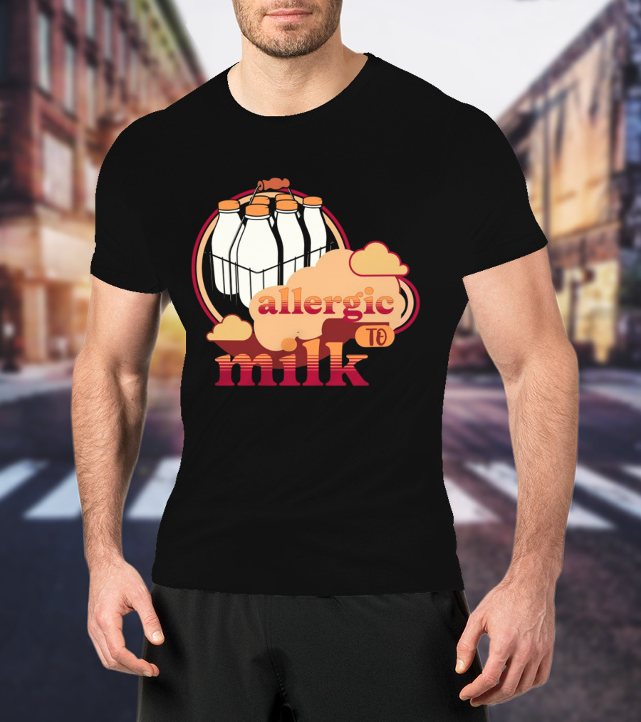 Allergic To Milk With Milk Bottles In T-Shirt