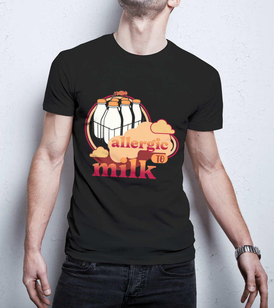 Allergic To Milk With Milk Bottles In T-Shirt