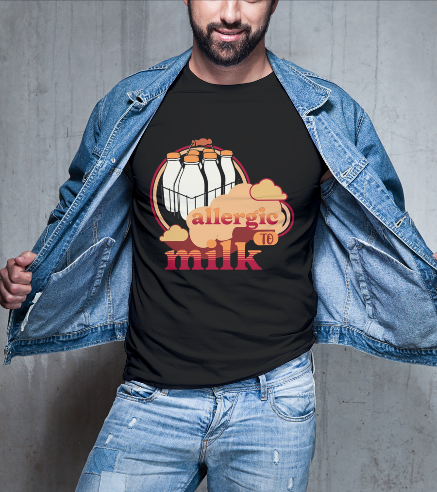 Allergic To Milk With Milk Bottles In T-Shirt