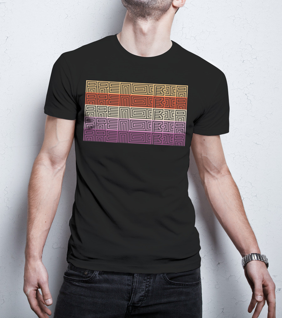 Arencibia Retro Geometric Pattern Text T-Shirt