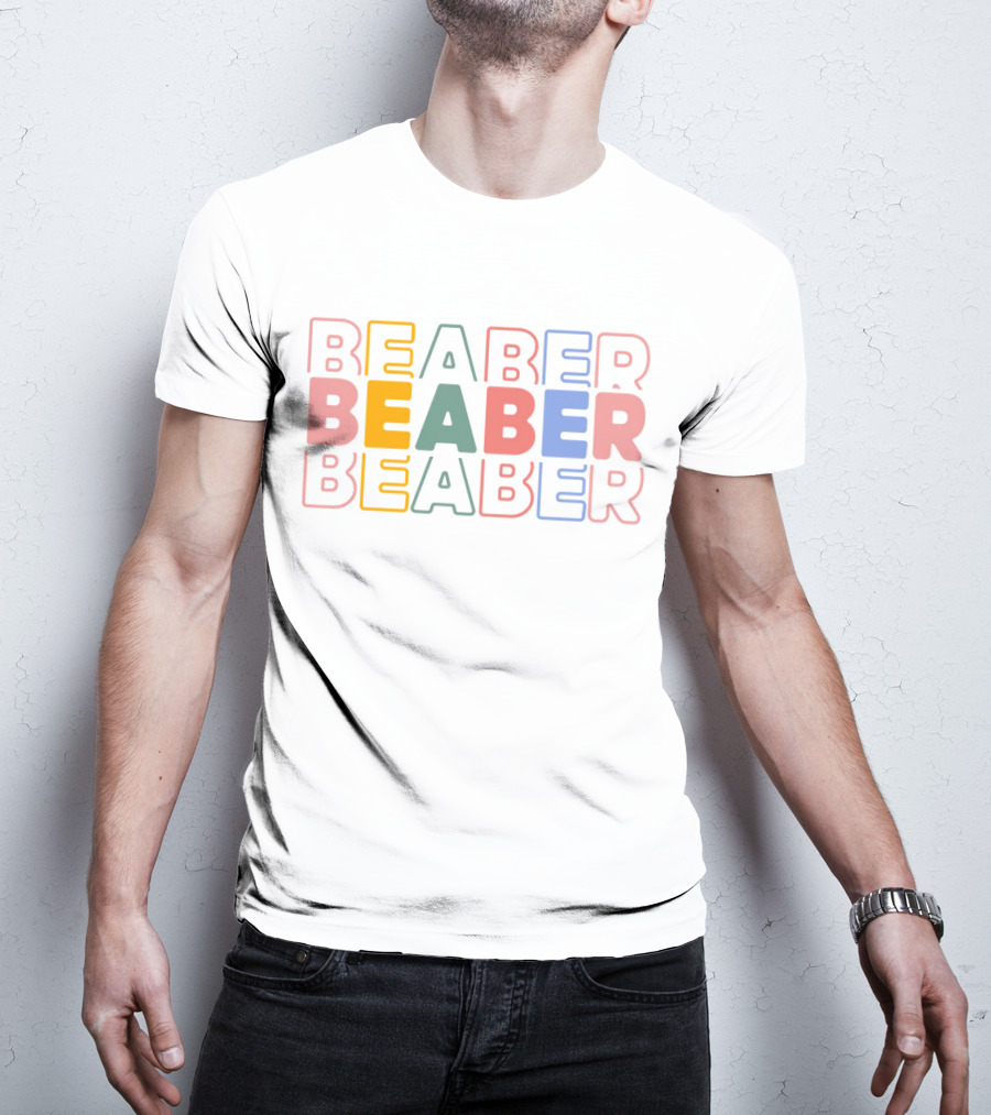 BEABER Multicolor Text Stacked Typography T-Shirt