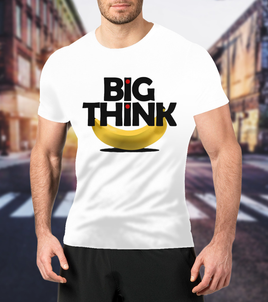 Big Think Black Text Yellow Banana Red Dots T-Shirt