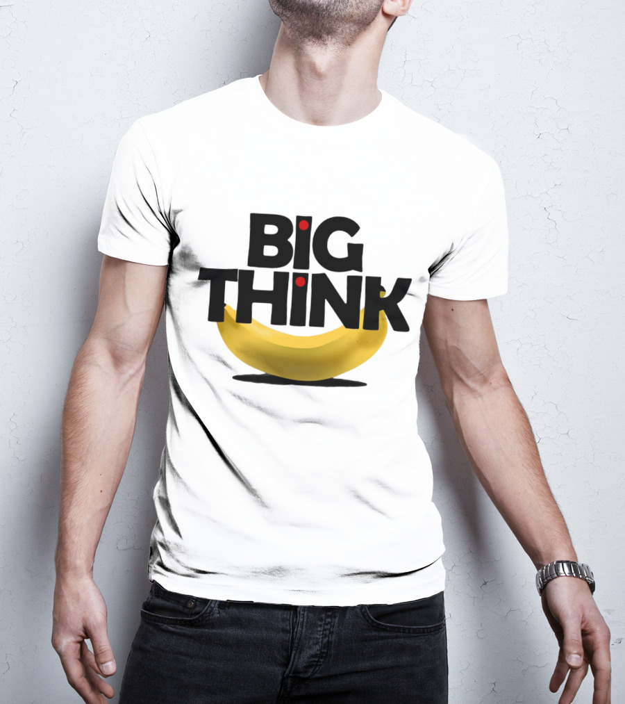 Big Think Black Text Yellow Banana Red Dots T-Shirt