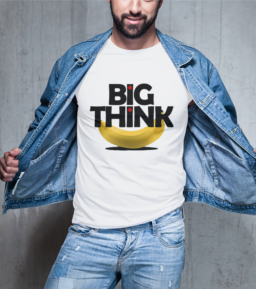 Big Think Black Text Yellow Banana Red Dots T-Shirt