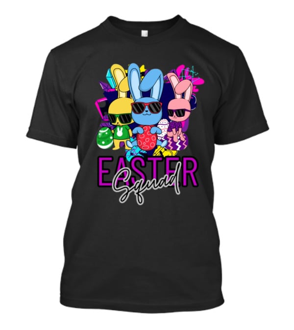 Easter Squad Cool Bunny Trio Retro Vibe T-Shirt