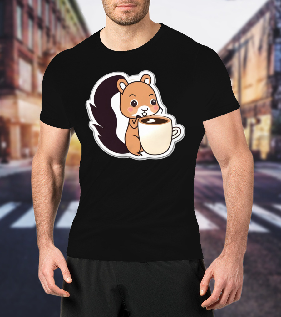 Happy Squirrel Coffee Hug T-Shirt