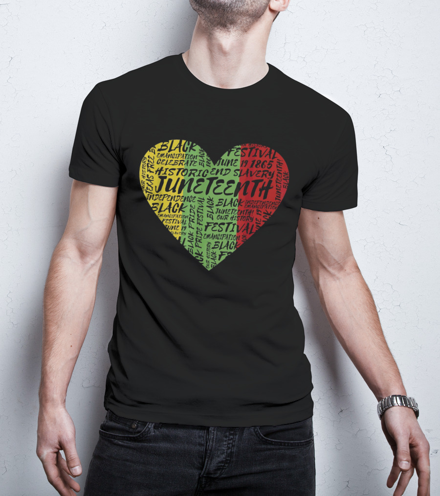Juneteenth Heart Black Pride Emancipation Celebrate Independence 1865 Festival T-Shirt