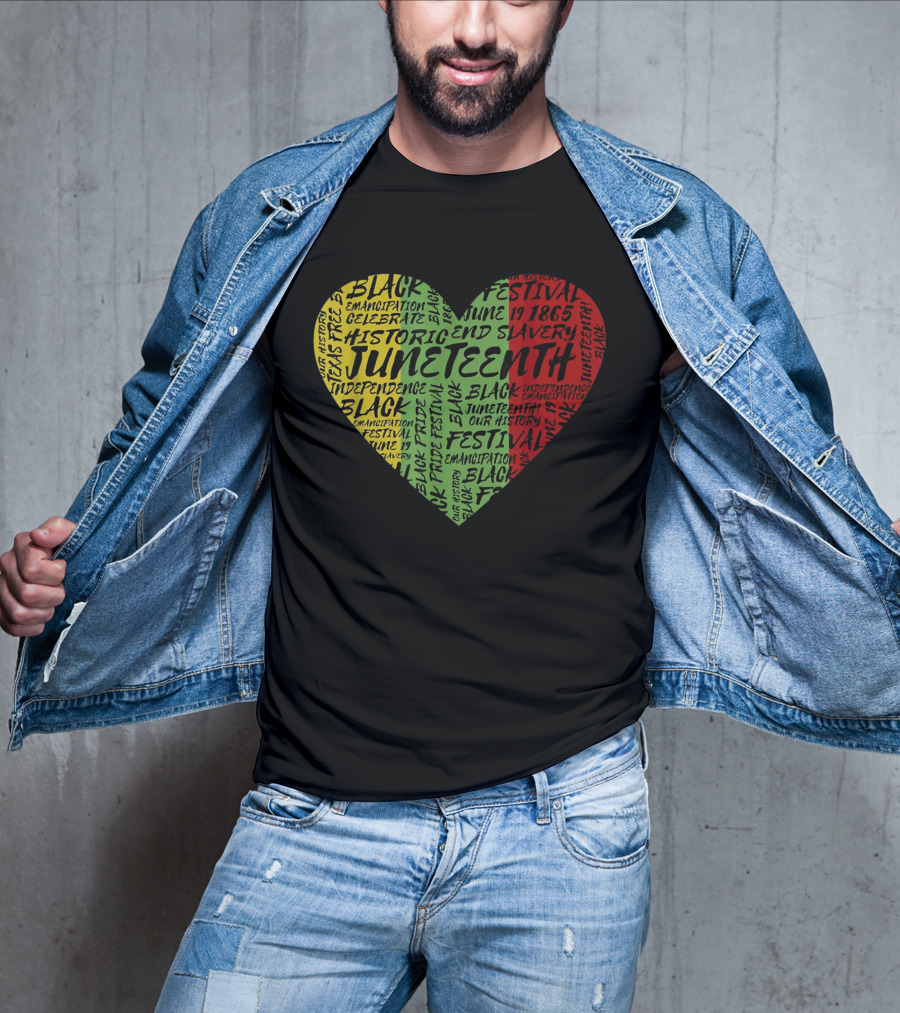 Juneteenth Heart Black Pride Emancipation Celebrate Independence 1865 Festival T-Shirt