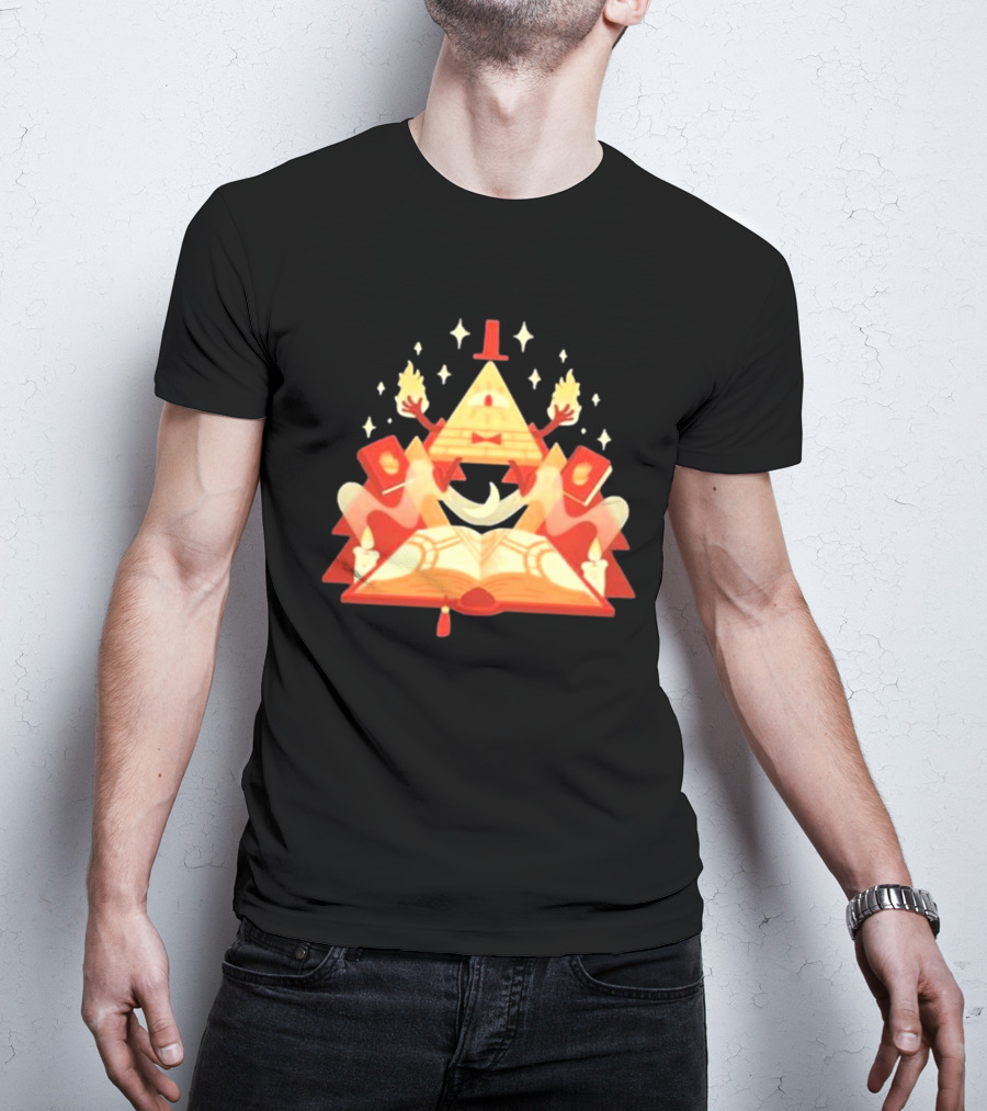Bill Cipher Reding Book Gravity Falls Mystical Pyramid T-Shirt