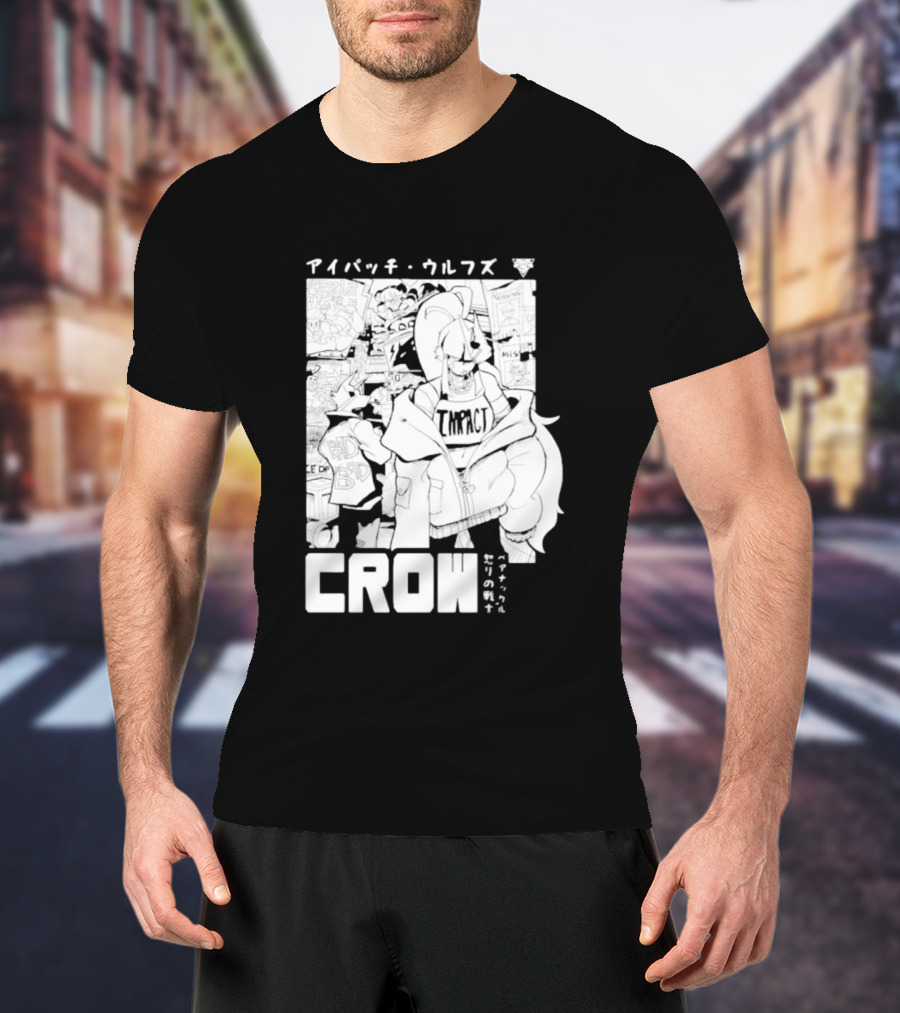Crow Eyepatch Wolf Manga Style Impact Bad Edgy T-Shirt