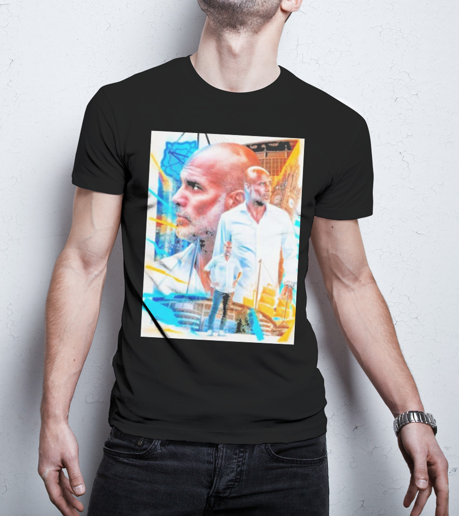 Josep Pep Guardiola New Football Bold Artful Portrait With Vibrant Urban Backdrop T-Shirt