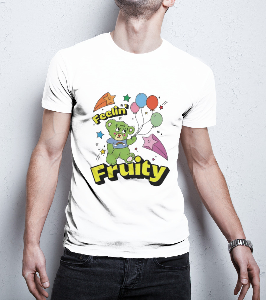 Smile Cult Store Feelin’ Fruity Bear With Balloons And Stars T-Shirt