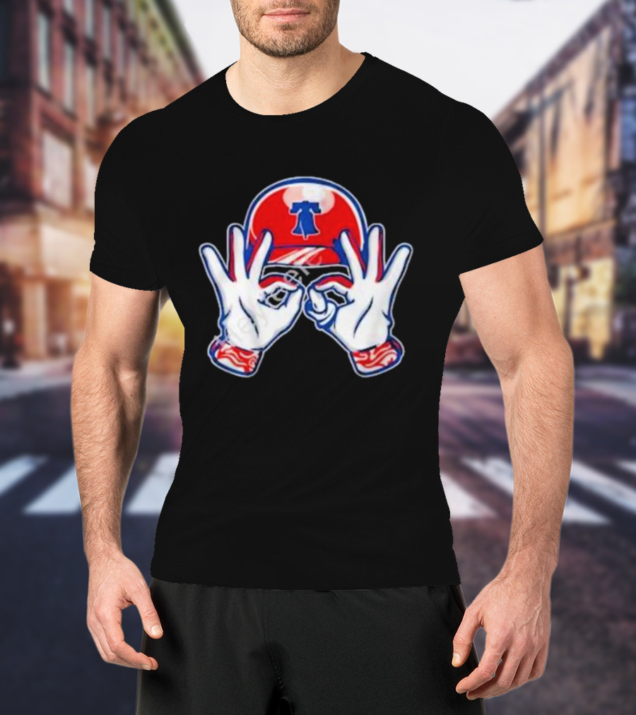 Philadelphia Liberty Bell Baseball Hand Gesture T-Shirt