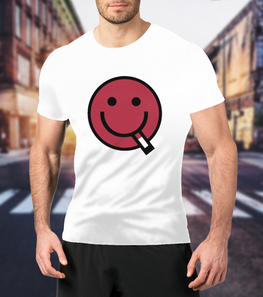 Devolver Digital Cyggy Smiley Face Icon With Cigarette T-Shirt