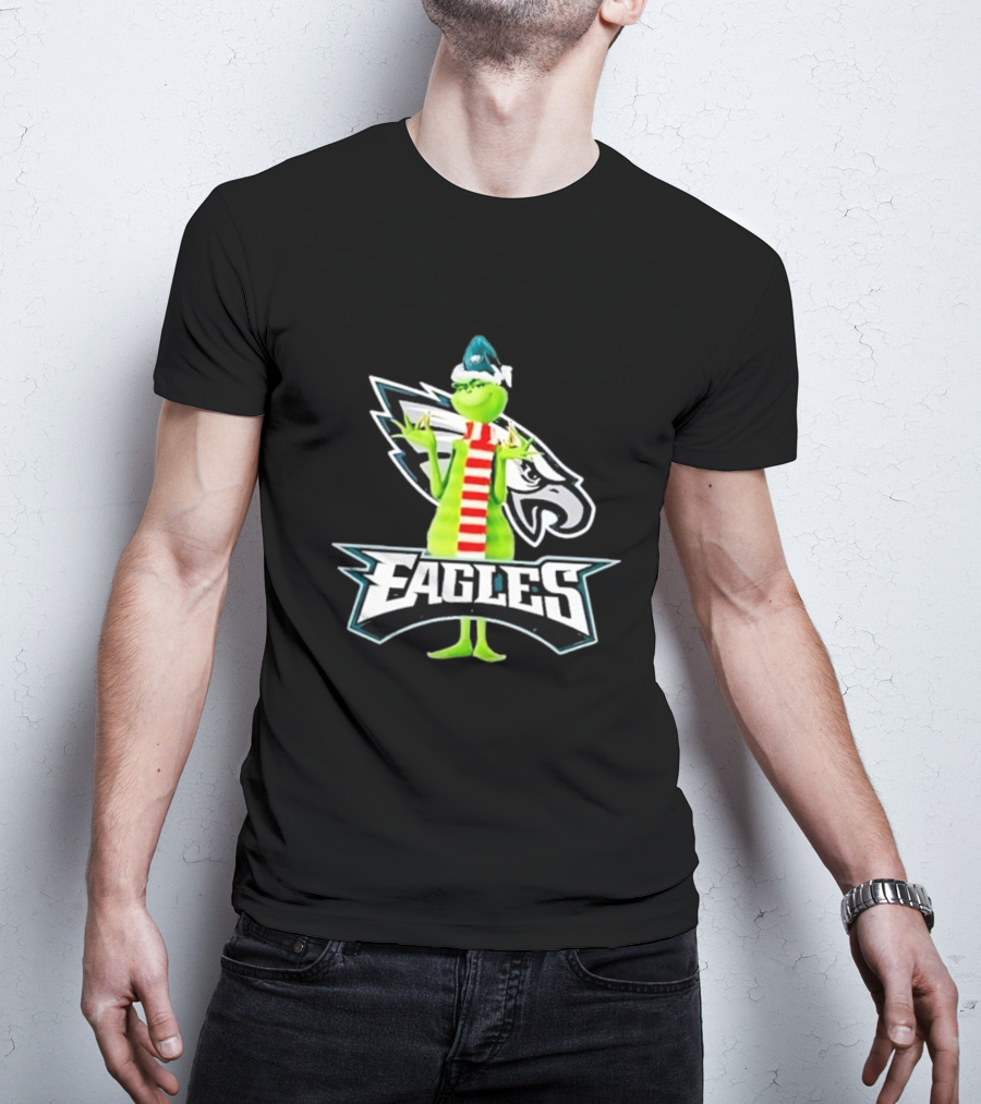 Grinch Philadelphia Eagles NFL Team Logo Combination T-Shirt