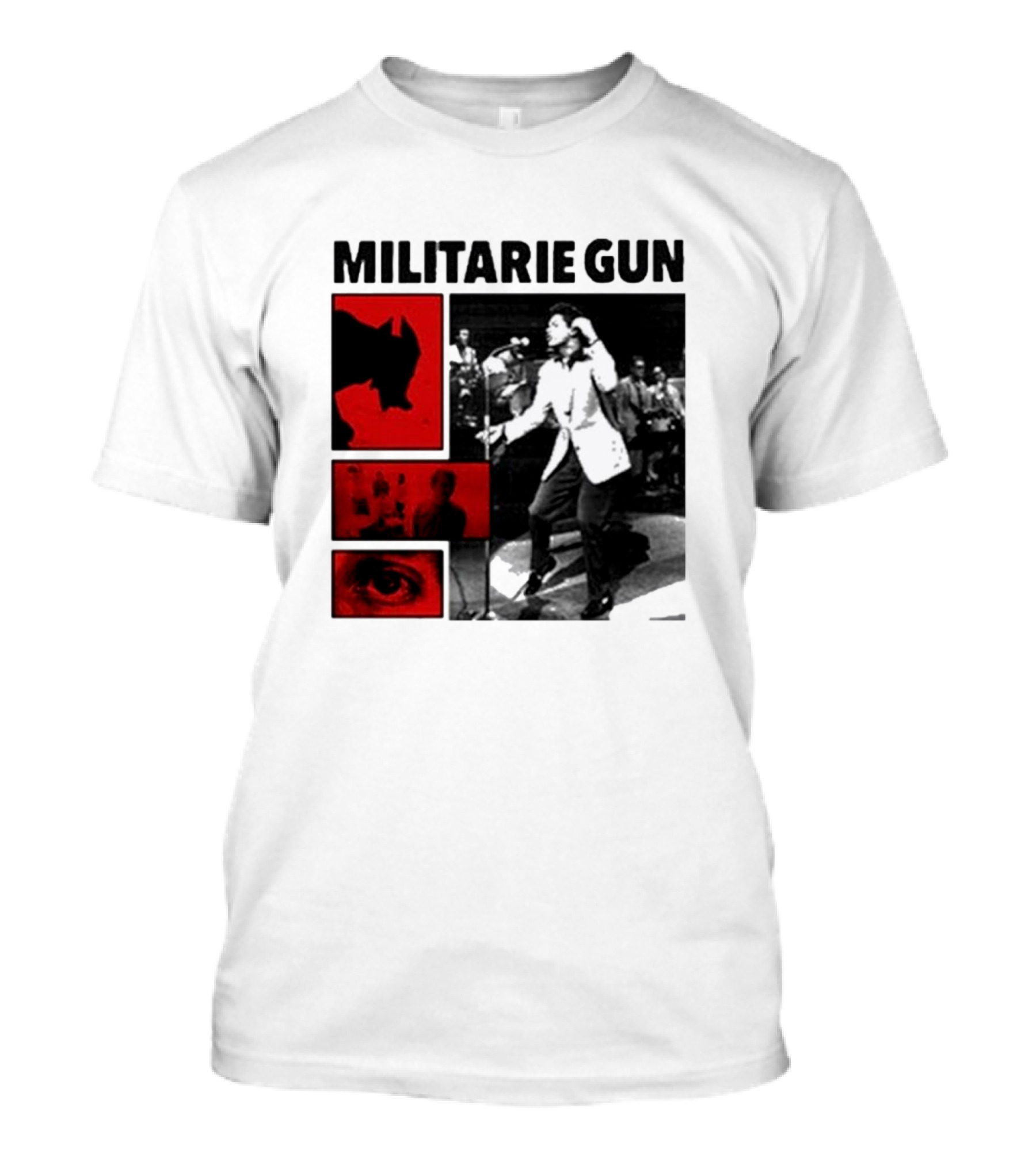 MILITARIE GUN Red Black Collage Performance T-Shirt