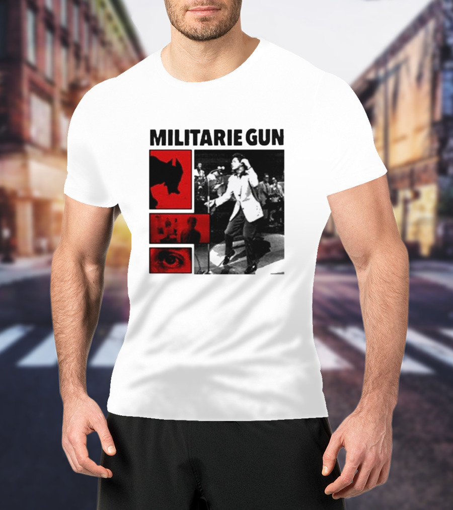 MILITARIE GUN Red Black Collage Performance T-Shirt