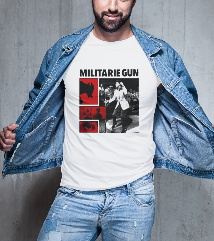 MILITARIE GUN Red Black Collage Performance T-Shirt