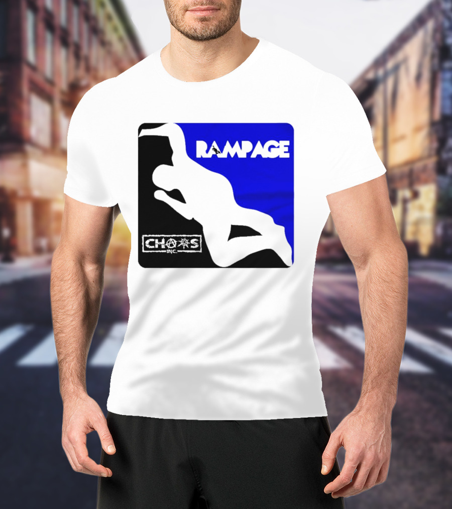 Rampage Chaos Inc Silhouette Blue Background T-Shirt
