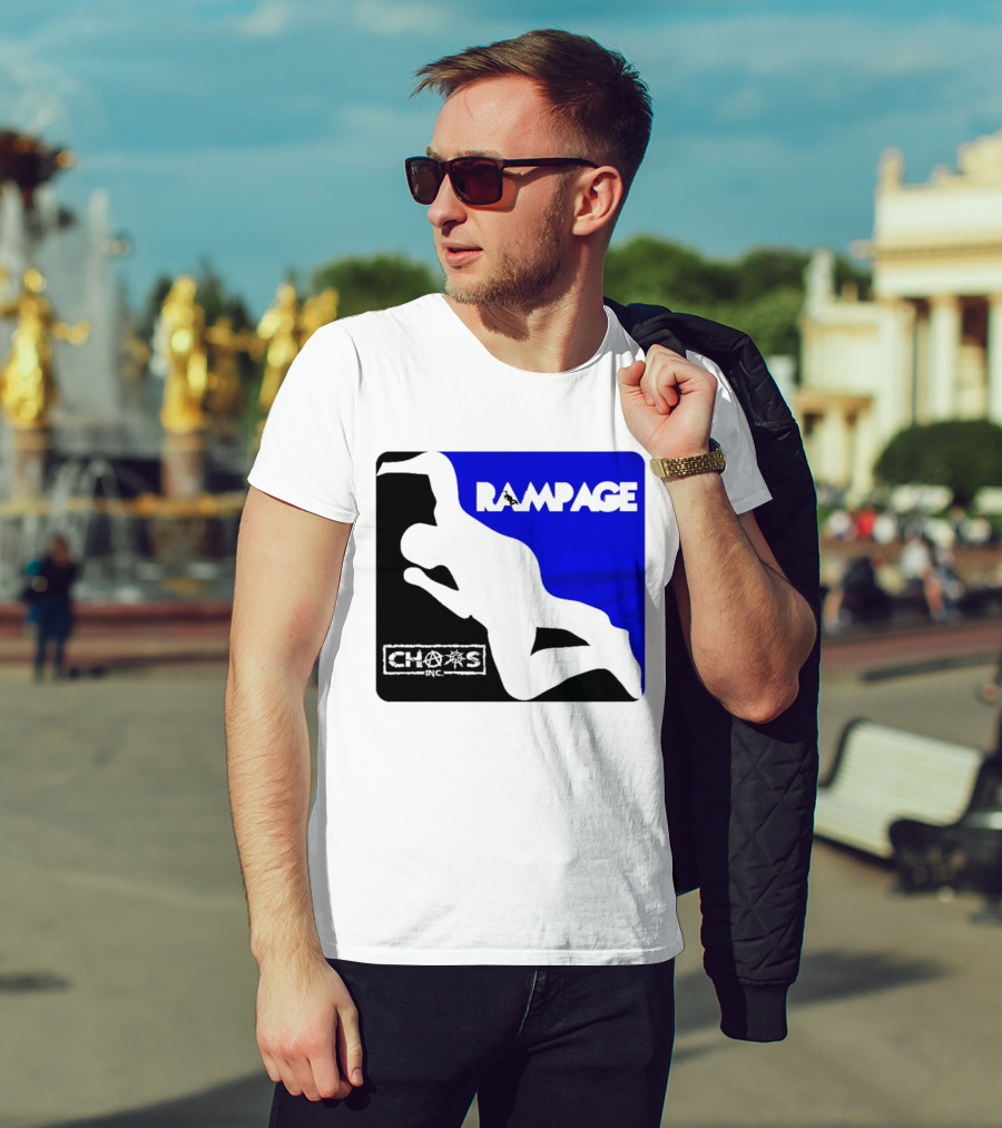 Rampage Chaos Inc Silhouette Blue Background T-Shirt