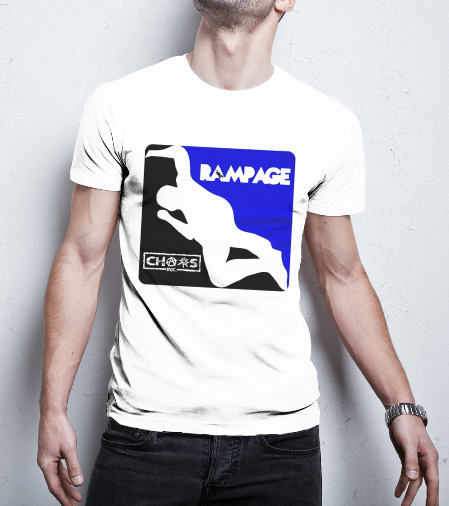 Rampage Chaos Inc Silhouette Blue Background T-Shirt