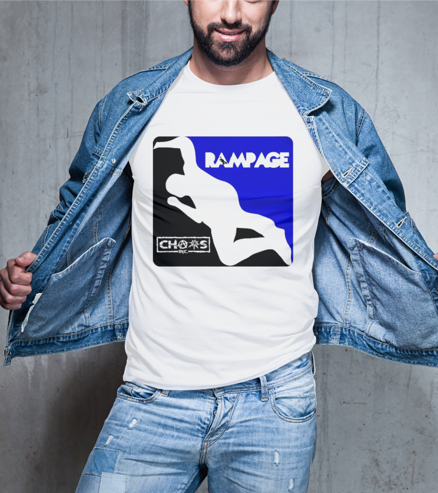 Rampage Chaos Inc Silhouette Blue Background T-Shirt
