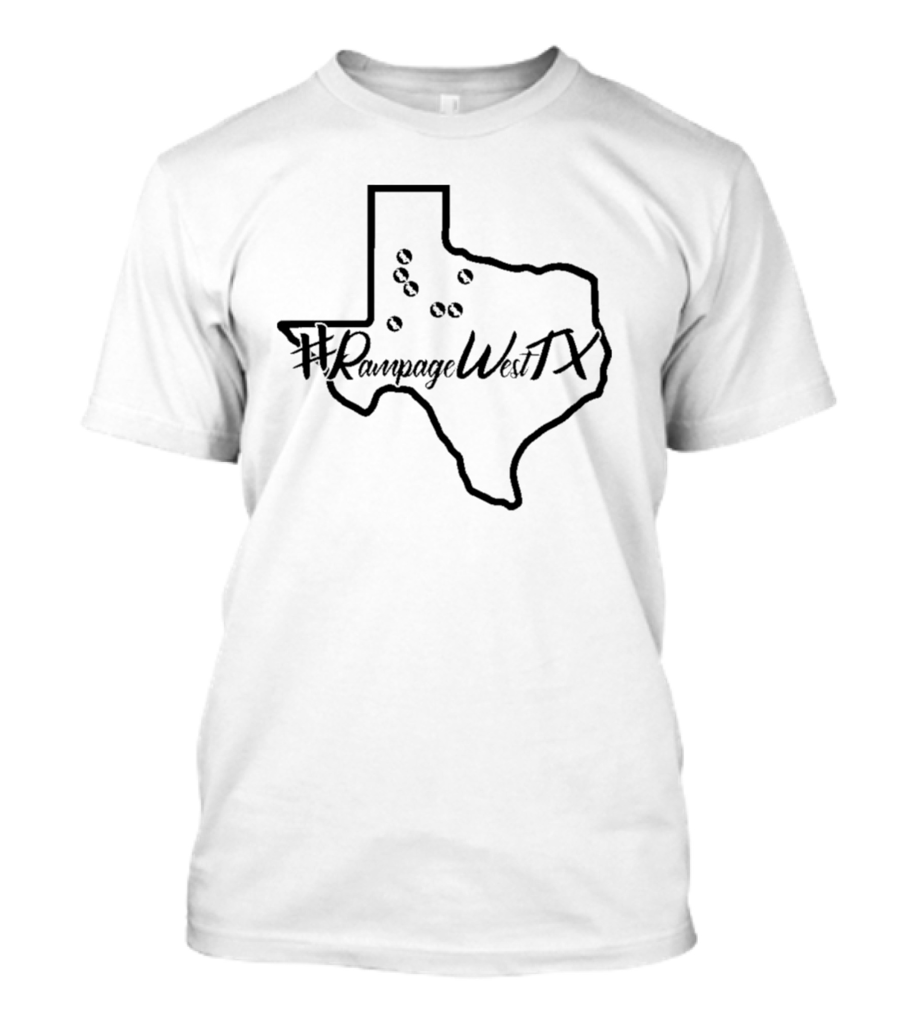 RampageWestTX Texas Map Outline With Bullets T-Shirt