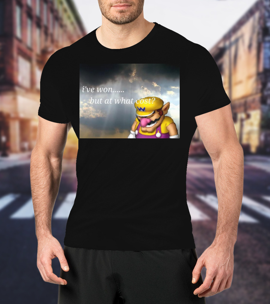 Wario I've Won But At What Cost Reflective Quote With Somber Clouds T-Shirt