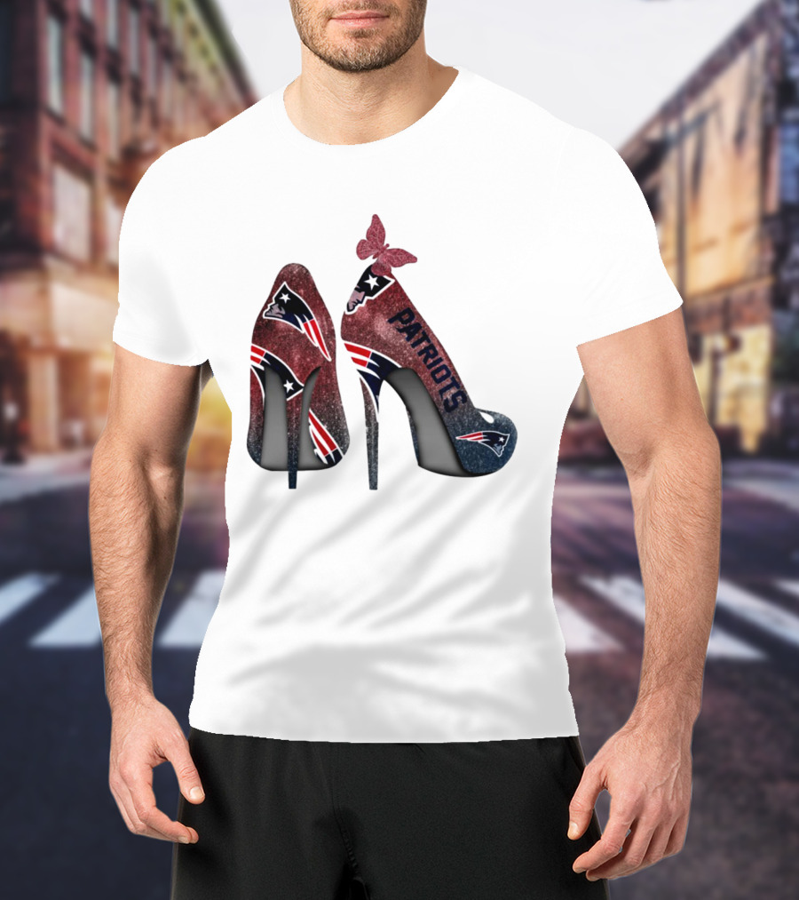 New England Patriots Glitter High Heel Butterfly T-Shirt