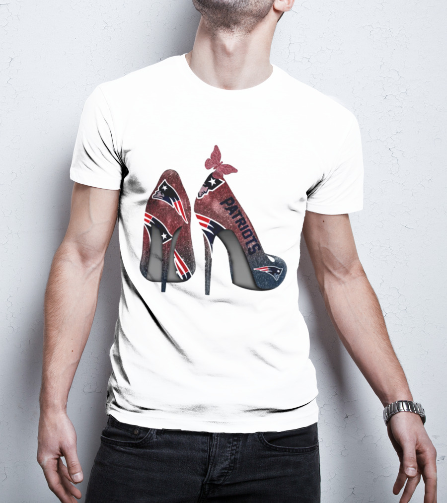 New England Patriots Glitter High Heel Butterfly T-Shirt