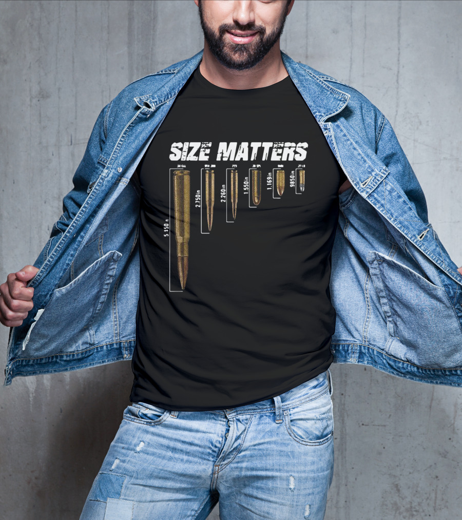 Size Matters 5.56 To 9mm Bullet Measurements T-Shirt