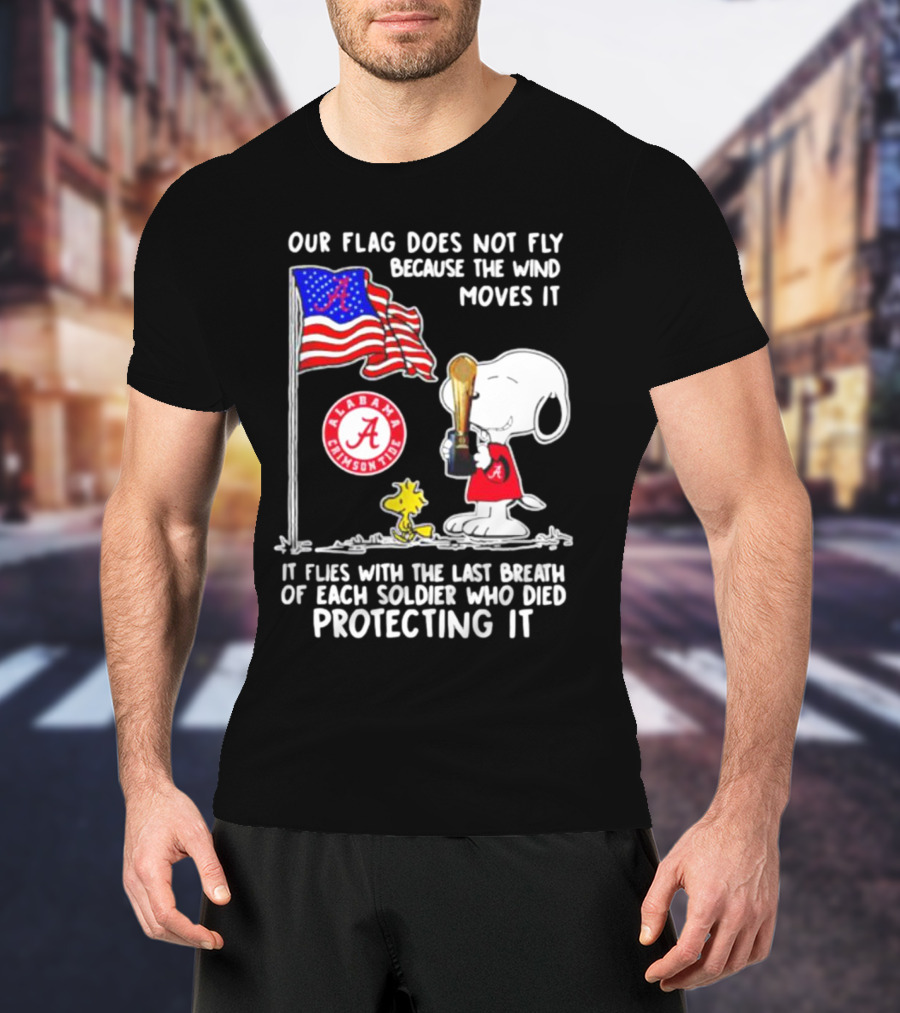Our Flag Snoopy Alabama Crimson Tide Soldier Protecting T-Shirt