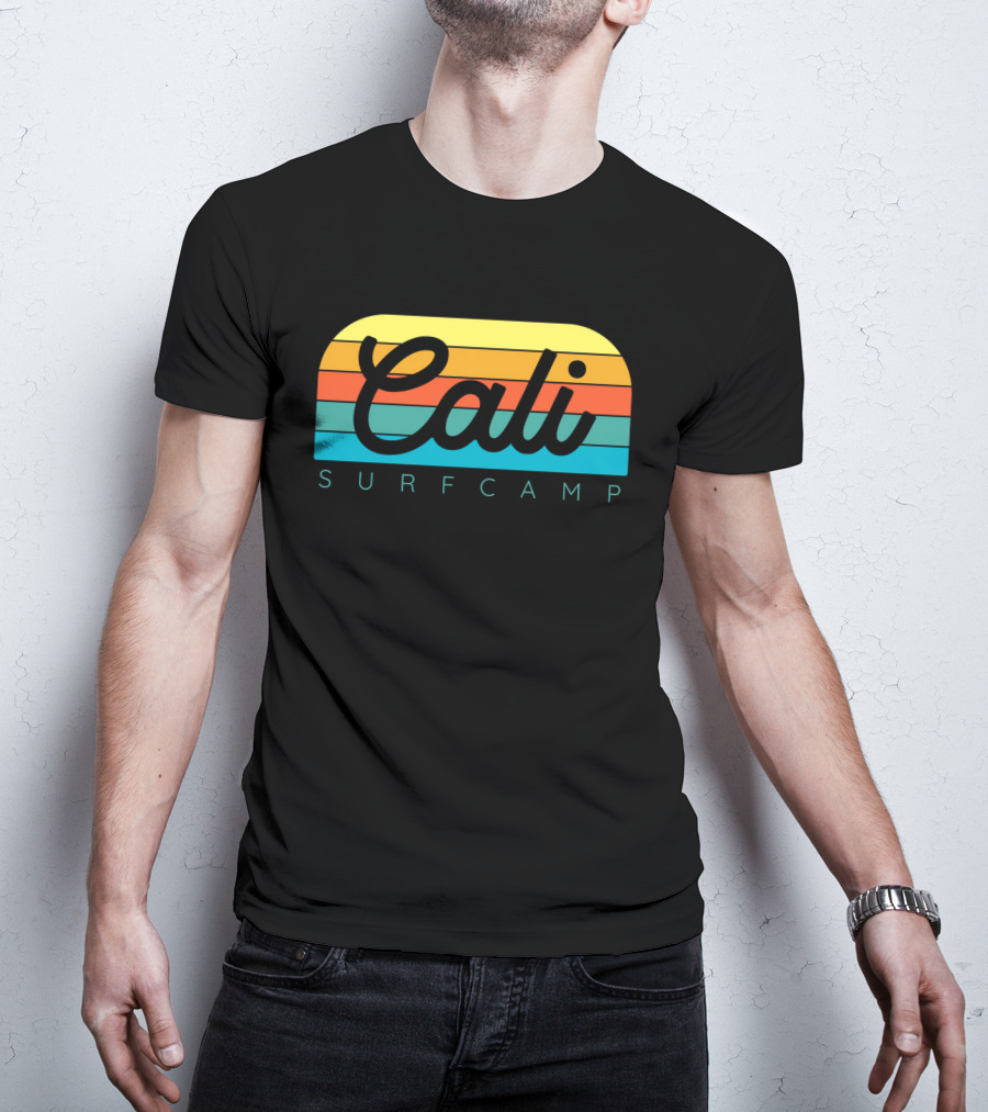 Cali Surf Camp Vintage Sunset Stripes T-Shirt