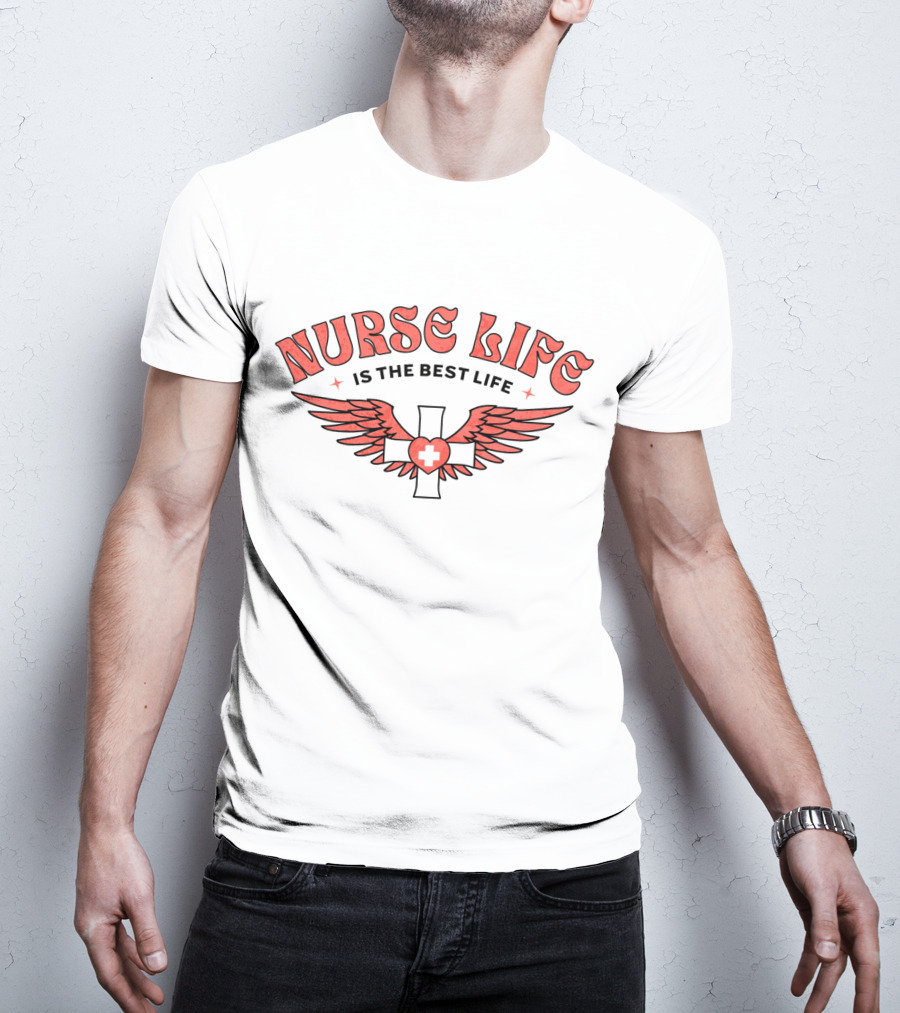 Nurse Life Is The Best Life Red Cross Wings T-Shirt