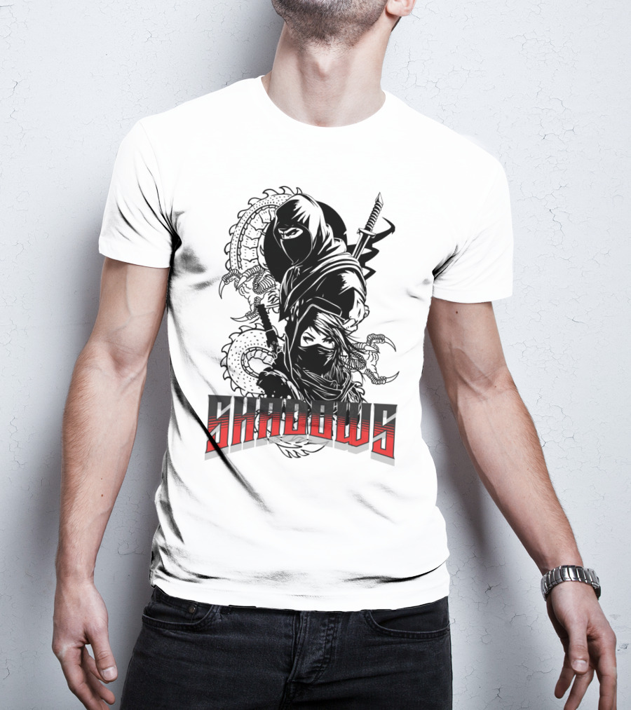 Shadows Ninja Warriors With Swords And Serpents T-Shirt