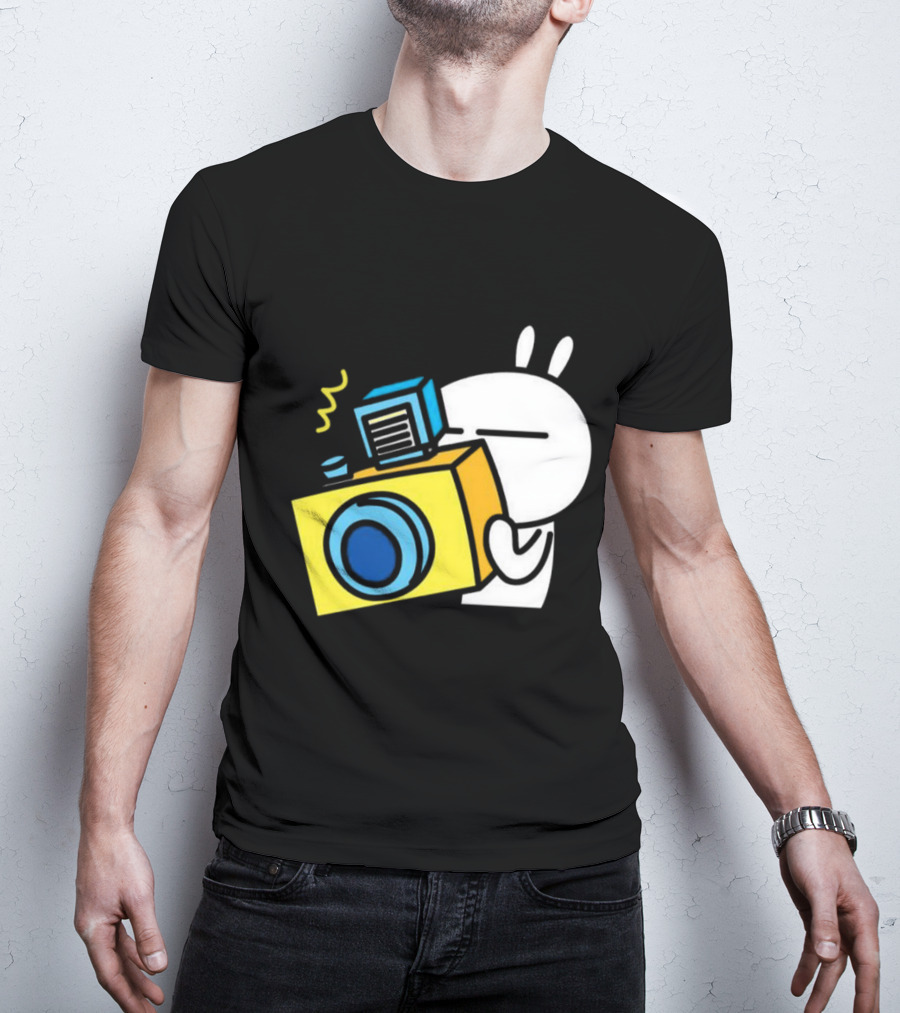 Tuzki Rabbit Camera Cartoon Character Photography T-Shirt